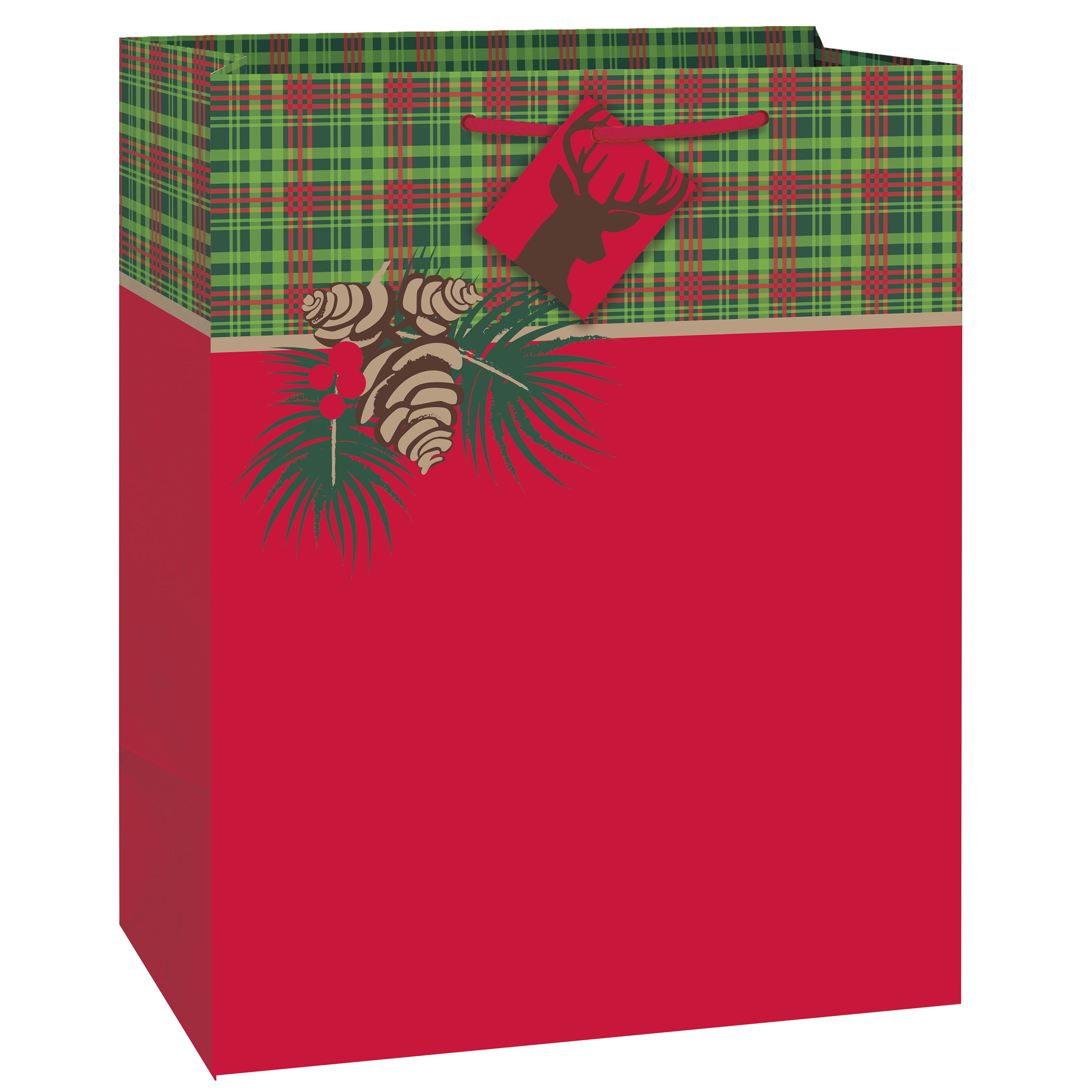Christmas Printed Paper Gift Present Bag CHRISTMAS APPLE Medium Cinnamon Red