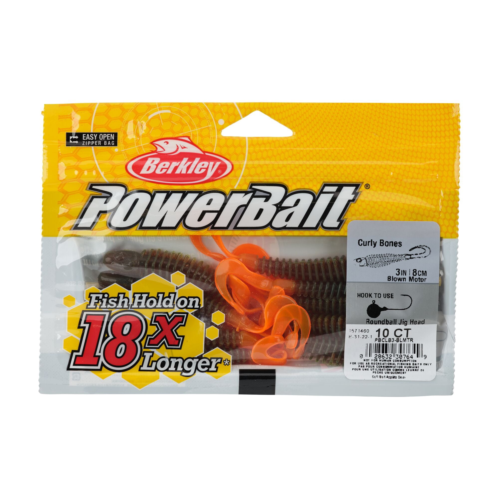 Berkley PowerBait® Curly Bones, 3 in, Swimbaits, Blown Motor (10-count)