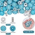 thumbnail image 2 of 180Pcs 10mm Pave Disco Ball Beads Rhinestone Bubblegum Beads Bulk Small Aquamarine Chunky Pen Charms Rondelle Spacer Bead for Jewelry Making Beading Necklace Bracelets Pens Crafts, 2 of 9