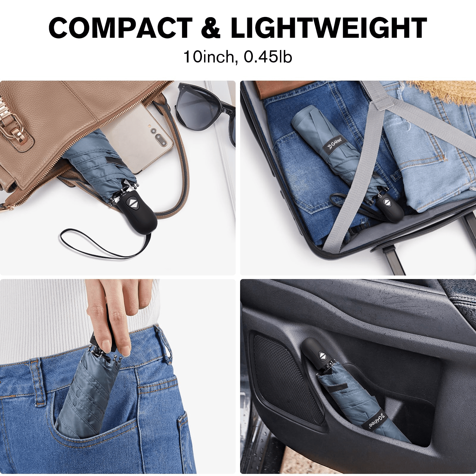 G4Free Travel Umbrella Ultralight UPF 50+ UV Protection Compact Umbrella Super Slim Small Mini Automatic Open and Close