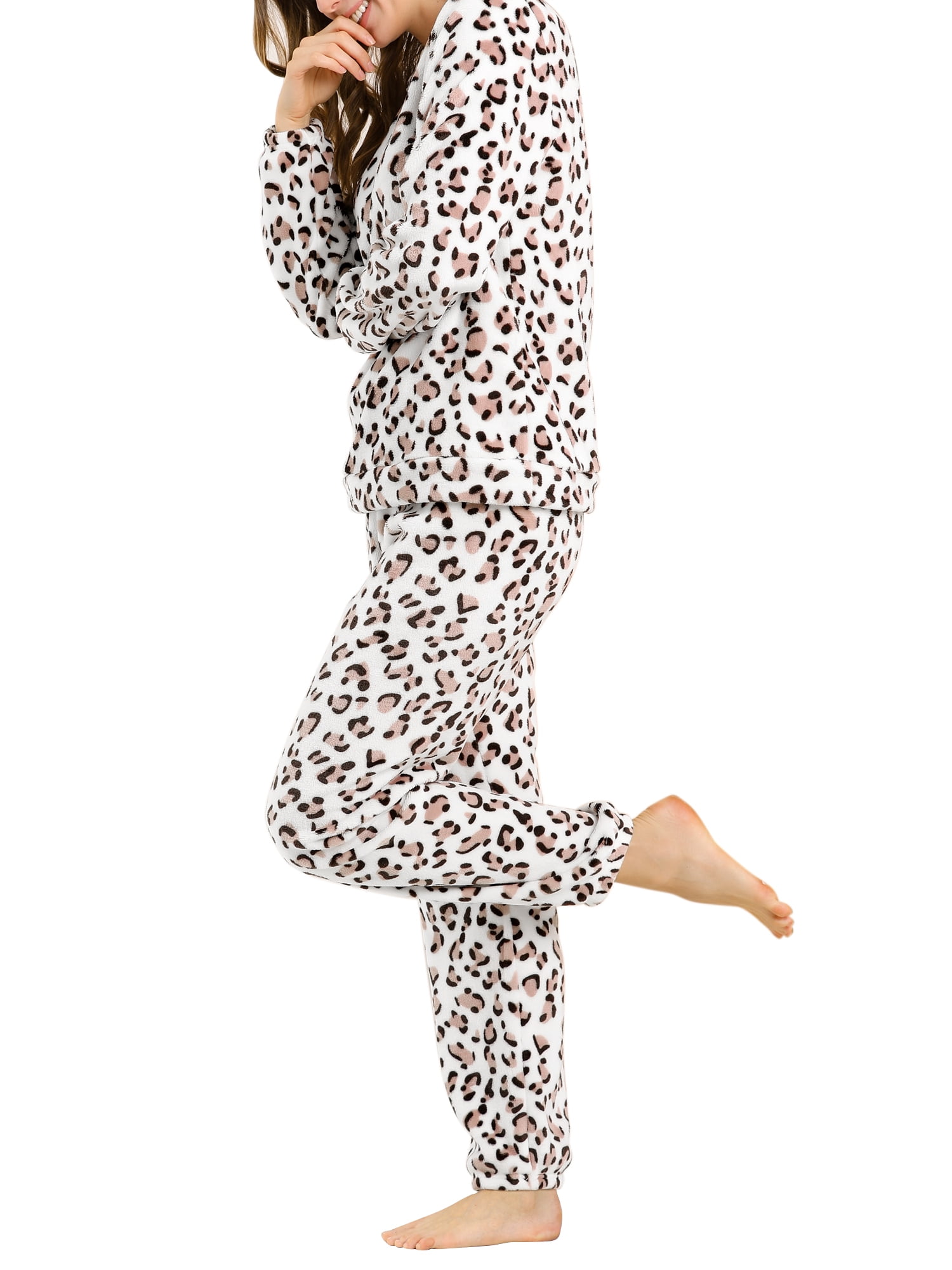 Unique Bargains Women's Winter Loungewear Sleepwear Flannel Pajama Set