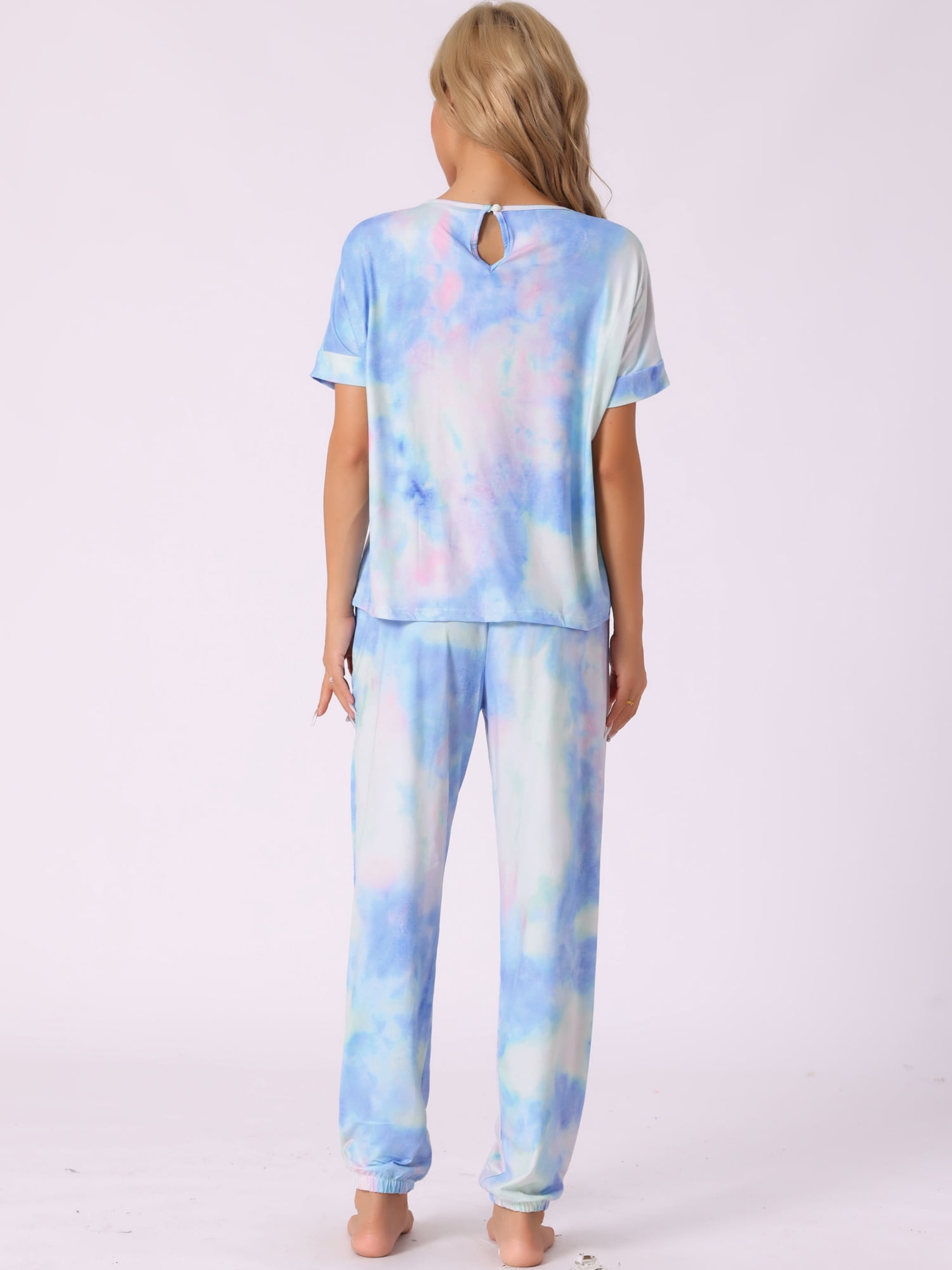 DARING DIVA Women's Tie Dye T-shirts with Pants Pajamas Set L Multicolor