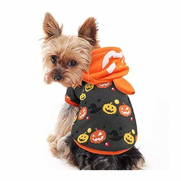 Chaqueta con capucha de Halloween para mascotas, estampado de calavera negra, atuendo de invierno para perros o gatos pequeños, talla M