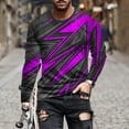 thumbnail image 2 of ZCFZJW Mens Fall Graphic T-Shirts Casual Long Sleeve Funny 3D Novelty Graphic Crewneck Pullover Tops Loose Lightweight Comfy Baggy Workout Tees Sweatshirt Purple XXXXL, 2 of 5