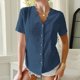 thumbnail image 2 of Camiseta cómoda con cuello en V elegante para mujer Blusa de manga corta Tops casuales OAVQHLG3B Store lin121212, 2 of 5