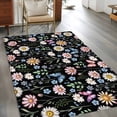 thumbnail image 2 of Spring Floral Area Rugs 2.7'x5', Washable Small Throw Rugs for Kitchen Bedroom, Elegant Pastoral Flowers Butterflies Black Indoor Outdoor Rug Non-Slip Low Pile Carpet Runner Reversible Floor Mats, 2 of 8
