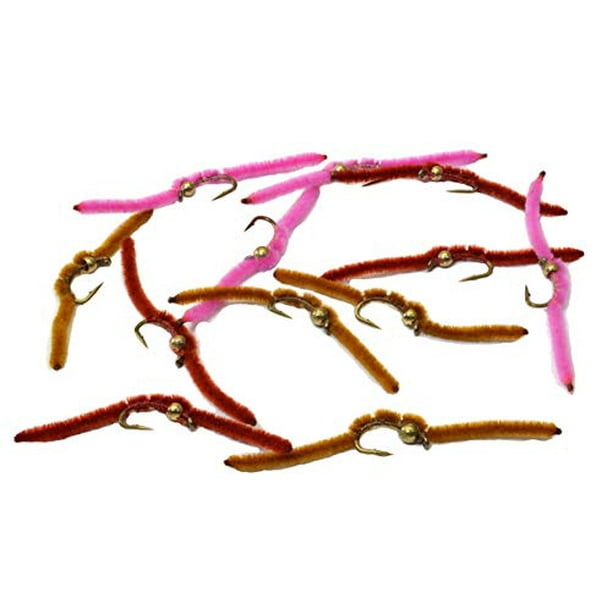 Tungsten Bead Head San Juan Worm Fishing Flies 1 Dozen on Mustad