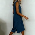 thumbnail image 6 of fheaev Women's Midi Dress Sleeveless Crew Neck Button Pocket Loose Casual Summer for Everyday Navy S, 6 of 7
