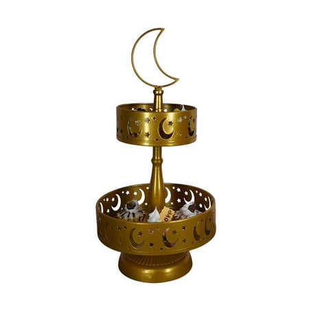 

Ksruee Two-tier Ramadan Dessert Tray Eid Ramadan Iron Serving Tray Cake Stand Candy Stand for Home Muslim Ramadan Mubarak Party Supplies handsome