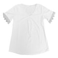 thumbnail image 5 of Summer Tops for Women Med Womens Shirts T Shirts Plain Tees for Women Compression Yoga Short Sleeve Running Wide Stripe Shirt Raglan Top Extra Long Casual White 3XL, 5 of 5