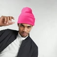 thumbnail image 5 of Daily Knited Plain Beanie - Stay Warm Stylish Stretchy Soft Beanie Hats for Men and Women, 12 inch, Neon Pink, 5 of 7