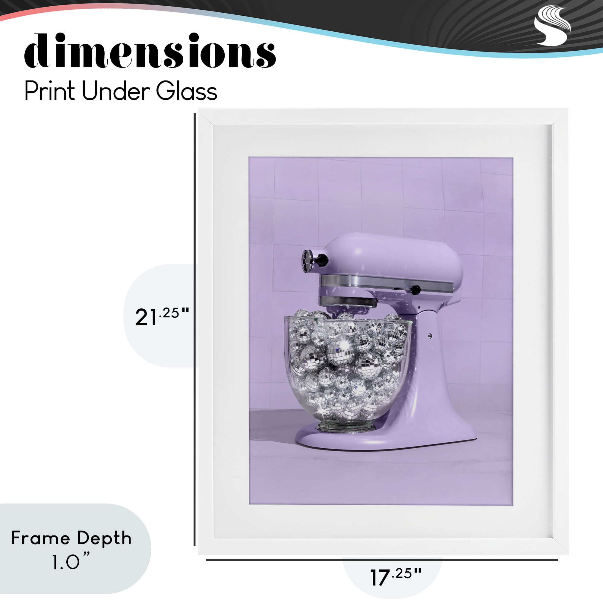 Stupell Industries Disco Kitchen Mixer over Purple White Framed Print Under Glass, design by LISH Creative