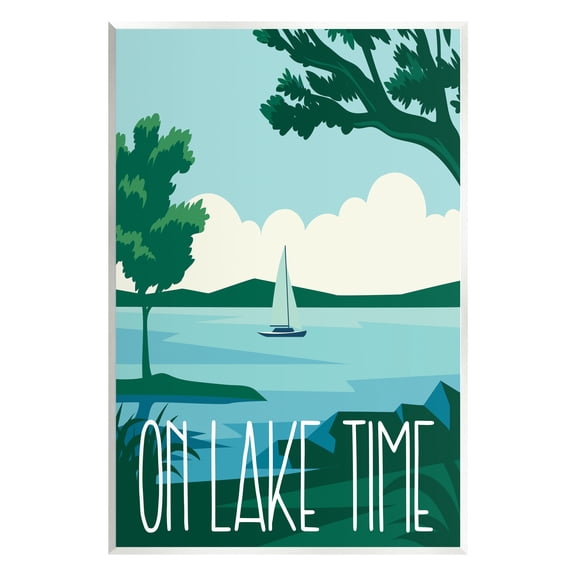 Stupell Industries On Lake Time Modern Nature Scenery Coastal Painting Unframed Art Print Wall Art