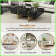 thumbnail image 4 of Modern High-Gloss Rectangle Coffee Table with 2 Drawers & Golden Legs - Storage-Savvy for Living Room, 4 of 17