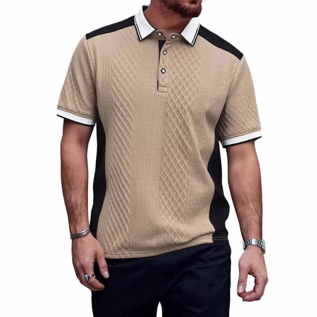Camisas de Manga Corta de los Hombres Casual Color Sólido Lapel Top, Blusa de Verano de Nylon para el Uso Diario