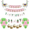 PRATYUS Llama Party Supplies Cactus Party Decorations for Baby Showers Girls Boys Birthday Party Decorations with Llama Cactus Banner, Cupcake Topper, Large Llama Foil Balloons