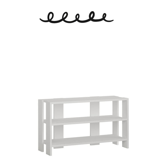 Ada Home Decor Furniture 2 Tier 8 Pair White Riley Modern Shoe Rack