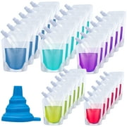 Qweryboo 30 Pcs Plastic Flask Drink Pouch for Adults Liquor, Rum Runner for Cruise, Reusable Drinking Bags with Funnel for Cruise, Travel, Outdoor Sports, Concerts(Multi-capacity)