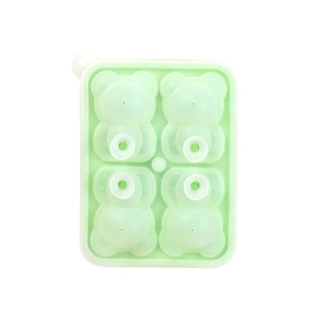 Naiovety Molde de cubitos de hielo con forma de Animal de silicona, Color sólido Flexible, 4 rejillas, herramienta de moldeo de molde de helado Mostrada Verde