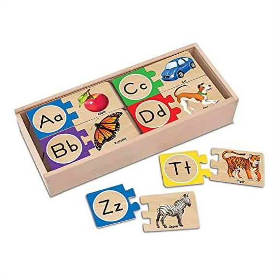 & Doug Self-Correcting Alphabet Wooden Puzzles With Storage Box (52 pcs)