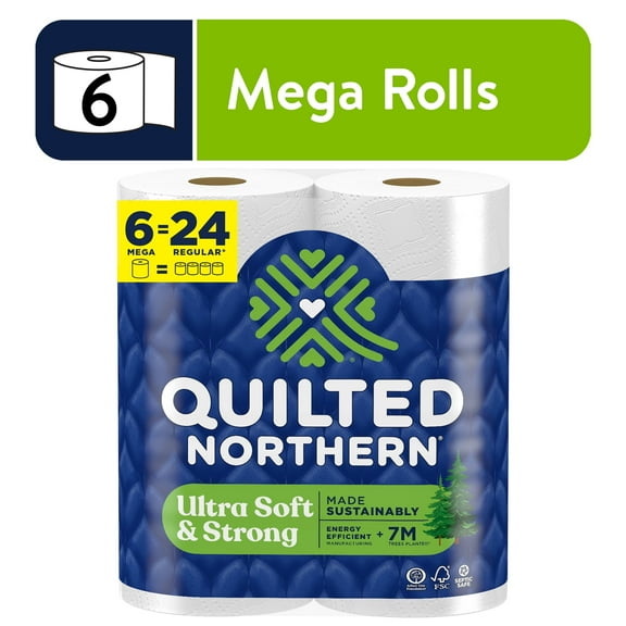 (2 Pack) Quilted Northern Ultra Soft & Strong 2-Ply Toilet Paper, 6 Mega Rolls
