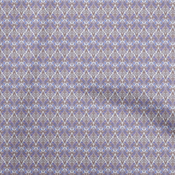 oneOone Polyester Spandex Blue Fabric Damask Diy Clothing Quilting Fabric Print Fabric By Yard 56 Inch Wide