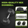 thumbnail image 3 of HANDBODE 485 lb Dumbbell Set Rubber Encased Hex Dumbbell Free Weights Dumbbells Set Home Weight Set with 3-Tier Dumbbell Rack, 3 of 9
