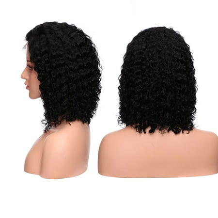 S-noilite Human Hair Short Wigs Curly Natural Wavy for Women Brazilian Virgin Hair Short Bob Curly Human Hair Lace Front Wigs with Baby Hair Natural (Best Lace Front Wigs Websites)
