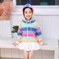thumbnail image 6 of ZXLBBD GGirls Rainbow Striped Hoodie Long Sleeve Pullover Sweatshirt with Front Pocket for Kids Youth Durable Cozy Casual Dailywear, 6 of 7