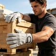 thumbnail image 5 of YLOHUIL Work Gloves, Leather Gardening Gloves for Men Women, Thorn Proof Breathable Cowhide Gloves for Construction Driving and Yard Work, One Size Protective Gloves, 5 of 8