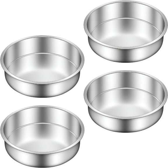 ACDANC 8 Inch Cake Pan - Set of 4 Stainless Steel Round Layer Cake Baking Pans Molds,Tins,Stackable Baking Set,Even Heating,Dishwasher Safe Non-Toxic Bakeware Dish for Birthday Wedding Christmas