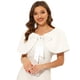 thumbnail image 1 of INSPIRE CHIC Elegante chal de piel sintética para mujer con cinta de lazo para novia, boda, fiesta, estola, encogimiento de hombros blanco XS, 1 of 5