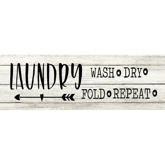 Laundry Wash Dry Fold Repeat Chic White Farmhouse Wood Sign Wall Décor Gift 6 x 18 Wood Sign B3-06180028162