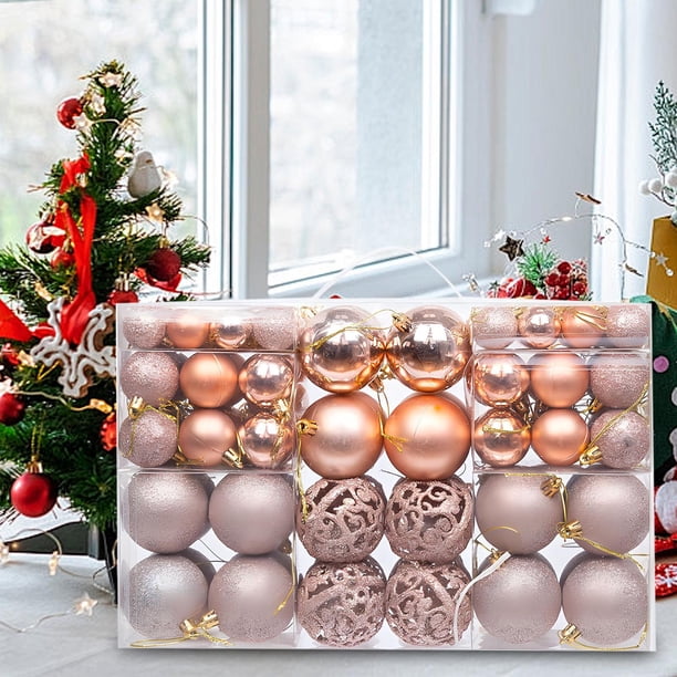 Fiudx Adornos Navideños, Bolas de Plástico Irrompibles, Adornos Multicolores, Adornos Ligeros para Árboles, para Fiestas, Diseño de Espacios Exclusivos, Juego de 100 Piezas