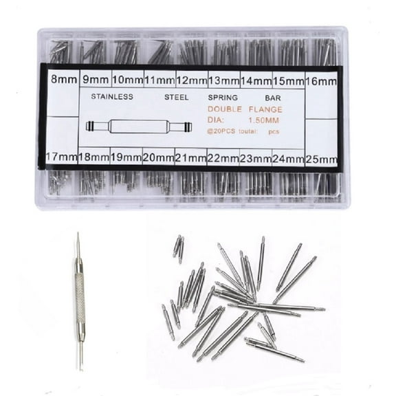 360-Piece Watch Band Spring Bars & Link Pins Set – Complete Watchmaker Steel Repair Kit with Remover Tool TIKA
