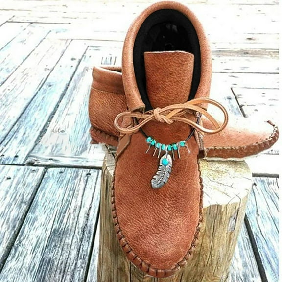 Floleo Clearance Women's And Men Fashion Casual Warm Lace Up Short Ankle Boots Flat Leather Shoes