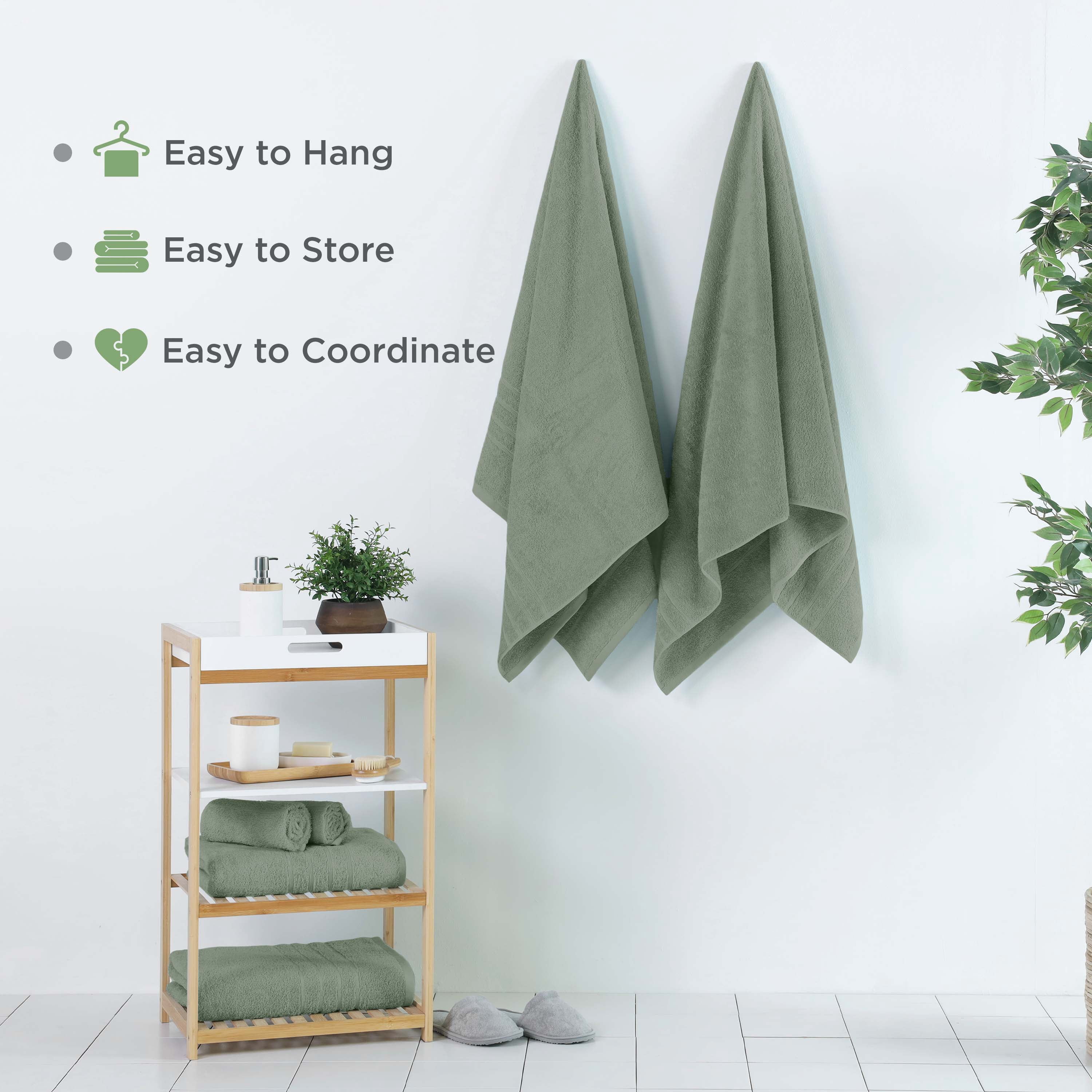 Martex 2-Pack Bath Sheet Set | 100% Cotton Extra Large 33" x 65" Towels | Sage