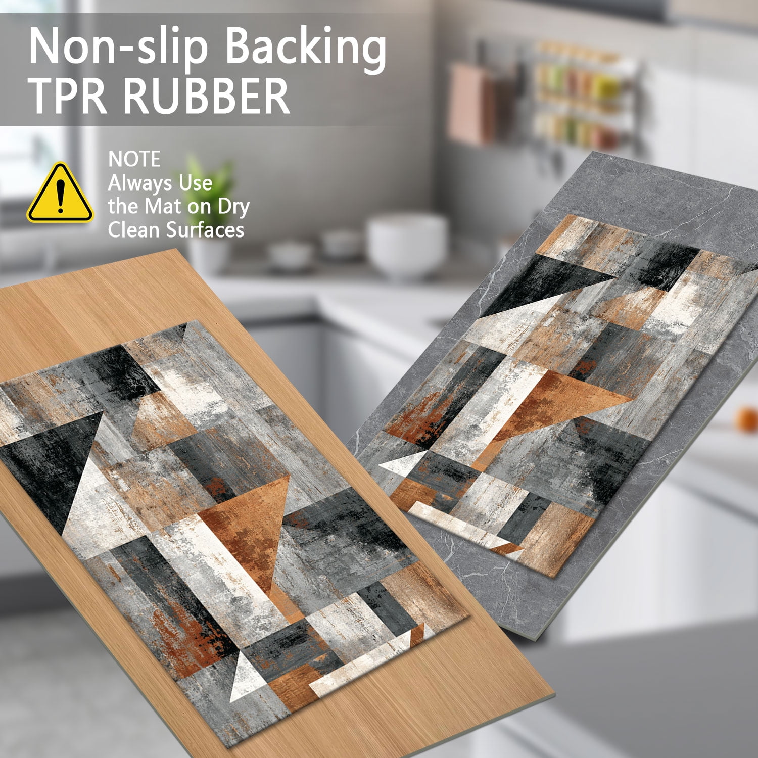 Three-Piece Kitchen Rug Set, Abstract Pattern Kitchen Hallway Rug, Soft And Comfortable, Suitable for Sinks, Floors, Entrances, Hallways, Bathrooms