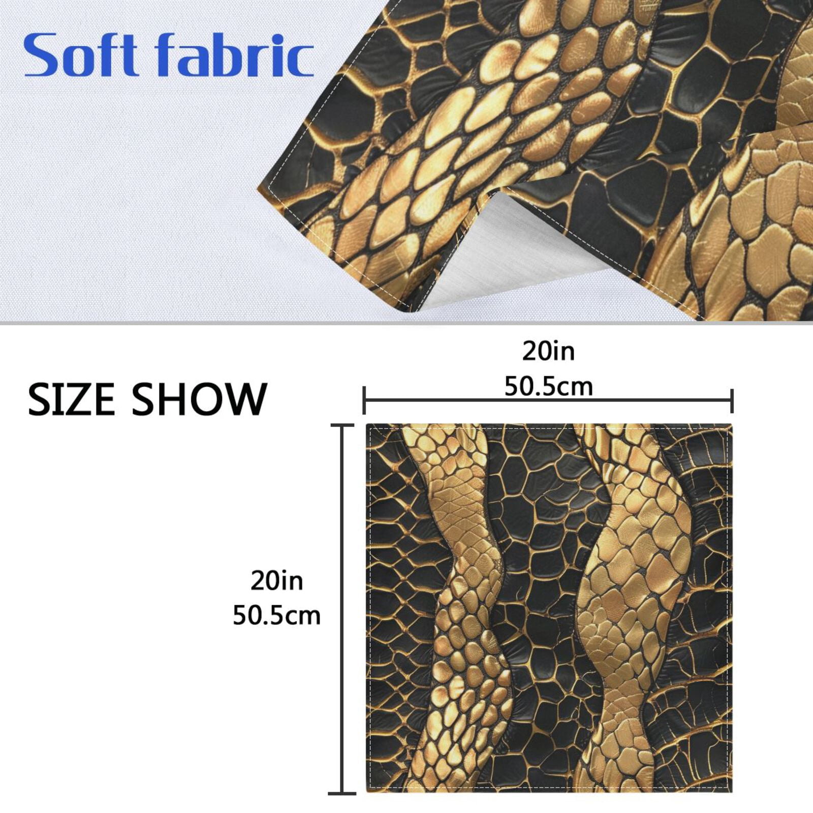 JSTEL Golden Snake Skin Print Cloth Napkins Set of 6, 20x20 Inch Washable and Reusable Napkin for Decoupage Dinner Party Everyday Use