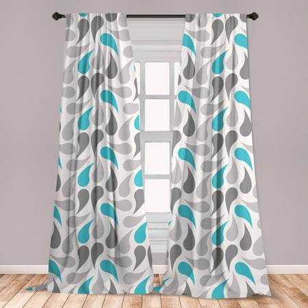 Curtain Color For Sky Blue Wall Geometric Curtains 2 Panels Set, Iran and Ottoman Motifs Pale Colors Vintage Ancestral Ornamental Pattern, Window Drapes for Living Room Bedroom, Sky Blue Grey White, by Ambesonne ()