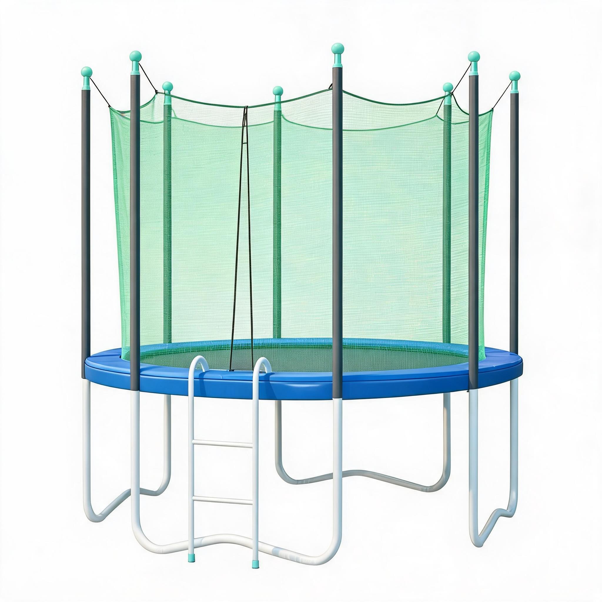 12FT Trampoline Spring Pad, Safety Replacement Cover, Waterproof & Tear Resistant, No Pole Holes, All Weather Trampoline Part, Blue (Only Trampoline Replacement Mat)