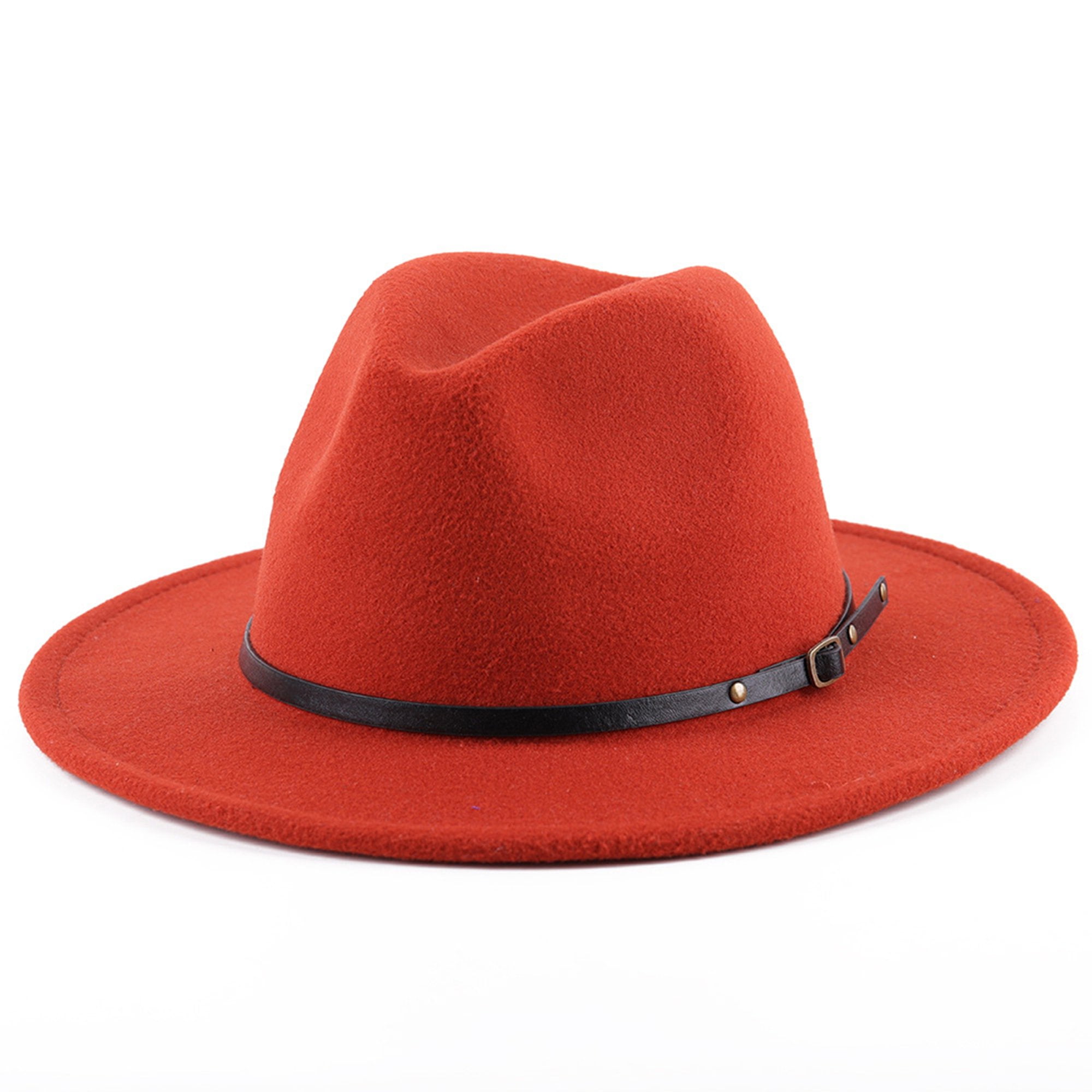 Women\'s Hat Wide Brim Felt Fedora Panama hat belt Womens Classic Wide Brim Floppy Panama Hat Belt Buckle Wool  main image 4