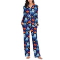 thumbnail image 4 of Fengactive Womens Halloween Pajama Set Long Sleeve Button Down Top with Pockets and Matching Lounge Pants, 4 of 7