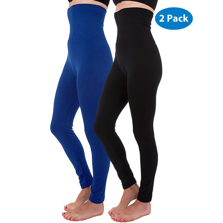 2-Pack High Waist Tummy Control Full Length Legging Compression Top Pants  Fleece Lined 