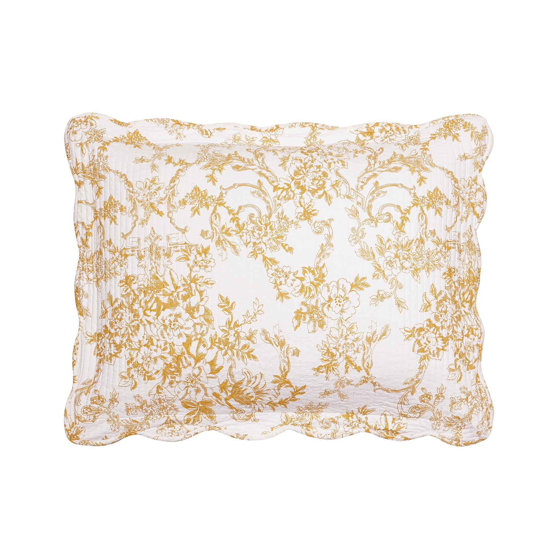 Modern Heirloom Garden Toile Yellow 3-Piece Reversible Quilt Set, King
