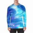 thumbnail image 2 of Maqroz Sun Protection Shirts for Men Plus Size Ice Silk Breathable Shirt Long Sleeve Crew Neck Top Summer Athletic Casual Sport Tops Fashion Lightweight Water Wave Texture Outfits, 2 of 5
