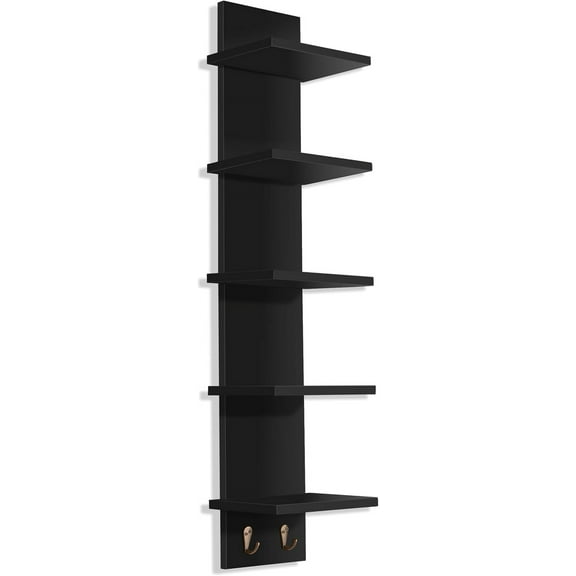 Wall Shelf Unit with Hooks Vertical Column Utility Shelving for Home Decor and Storage Organizer Wall-Mounted Floating Shelves for Bathroom Storage Bedroom ( )