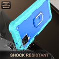 thumbnail image 4 of Dteck Case for Samsung Galaxy A12 6.5-inch,Shockproof Rugged Rubber Armor 3-Layer Protection Case Hybrid Hard PC Back With Ring Holder Kickstand Cover,Mint+Blue, 4 of 6