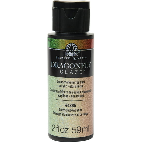 Plaid Folkart Dragonfly Glaze 2oz Green-Gold-Red