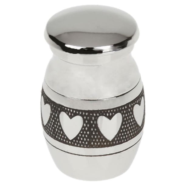 Urna funeraria conmemorativa de cremación con patrón mixto, minibotella plateada Corazón
